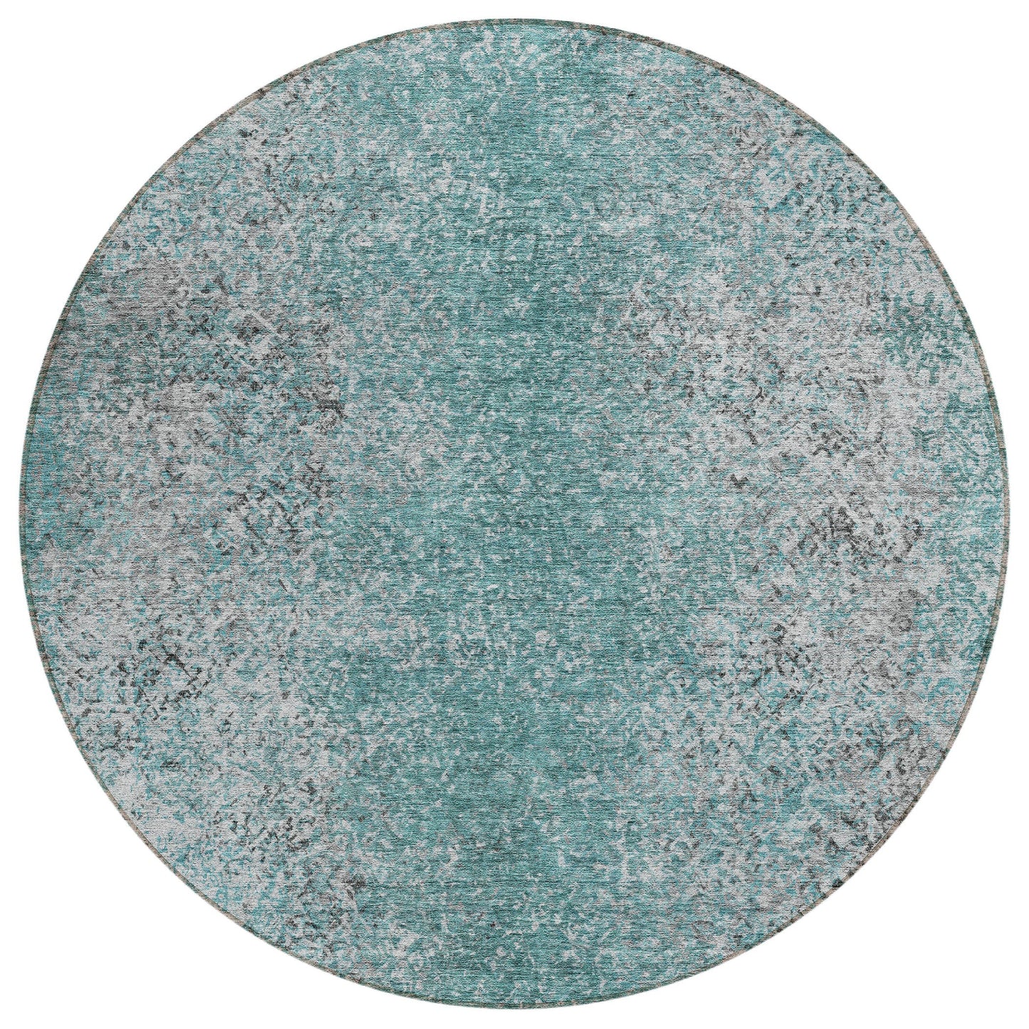 Vintage Teal Washable Indoor-Outdoor Rug