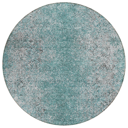 Vintage Teal Washable Indoor-Outdoor Rug