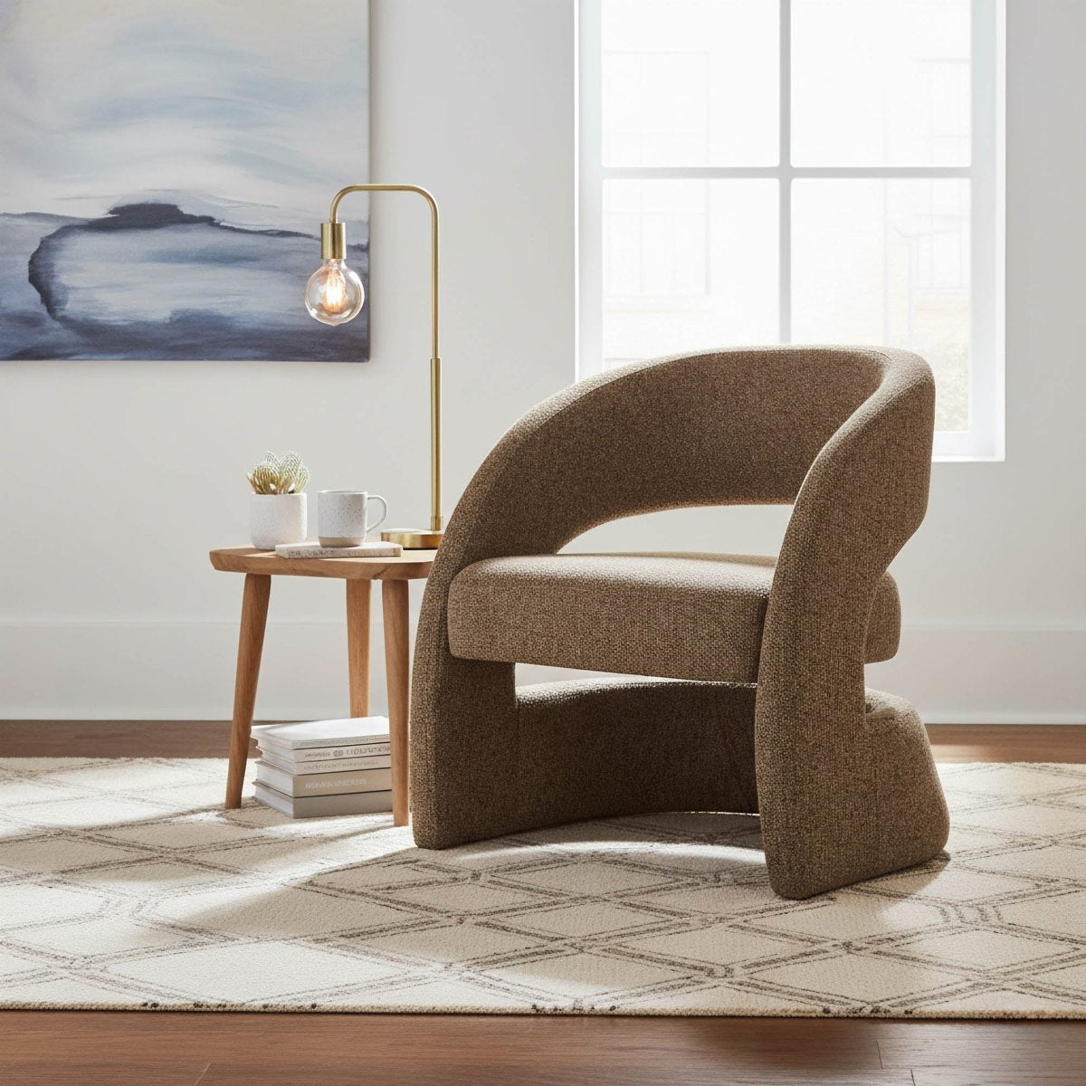 LH Home Virgo Deep Toned Fabric Club Chair