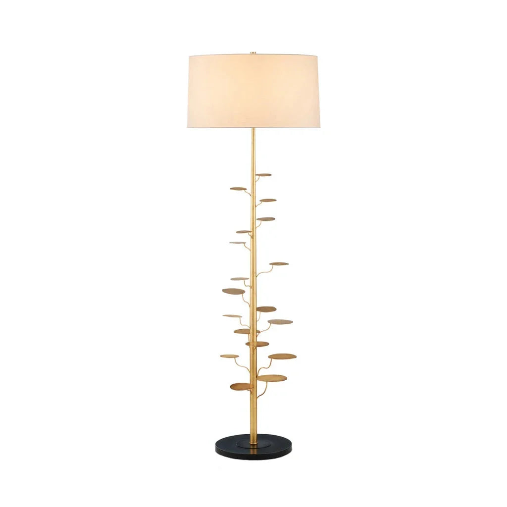 Vittoria Antique Gold Leaf Money Tree Floor Lamp