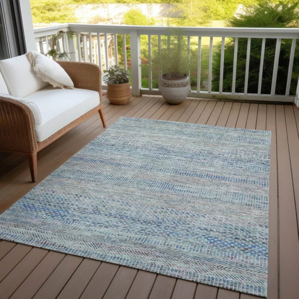 LOOMLAN Rugs Viviennea Blue Washable Indoor-Outdoor Rug