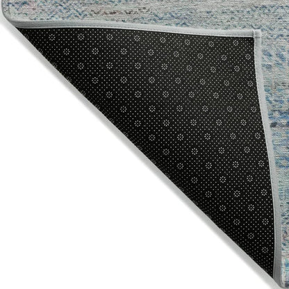 LOOMLAN Rugs Viviennea Blue Washable Indoor-Outdoor Rug