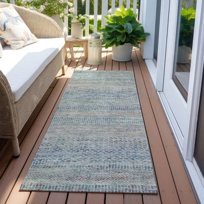 LOOMLAN Rugs Viviennea Blue Washable Indoor-Outdoor Rug