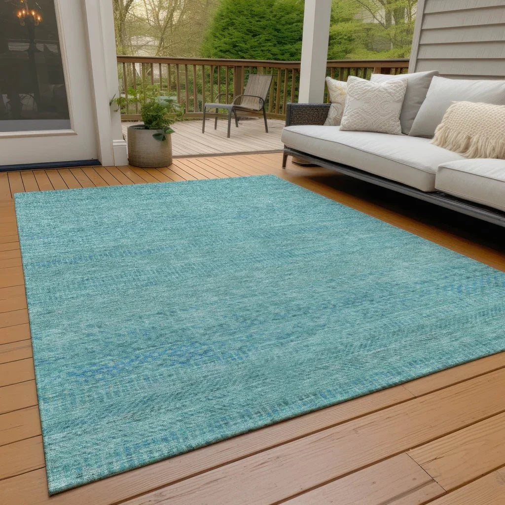 LOOMLAN Rugs Viviennea Teal Washable Indoor-Outdoor Rug
