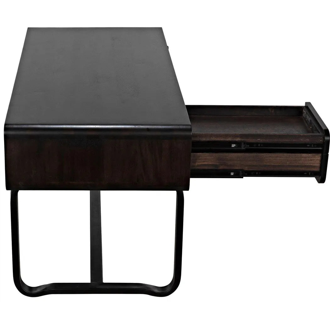 Voltes Desk, Ebony Walnut with Black Steel