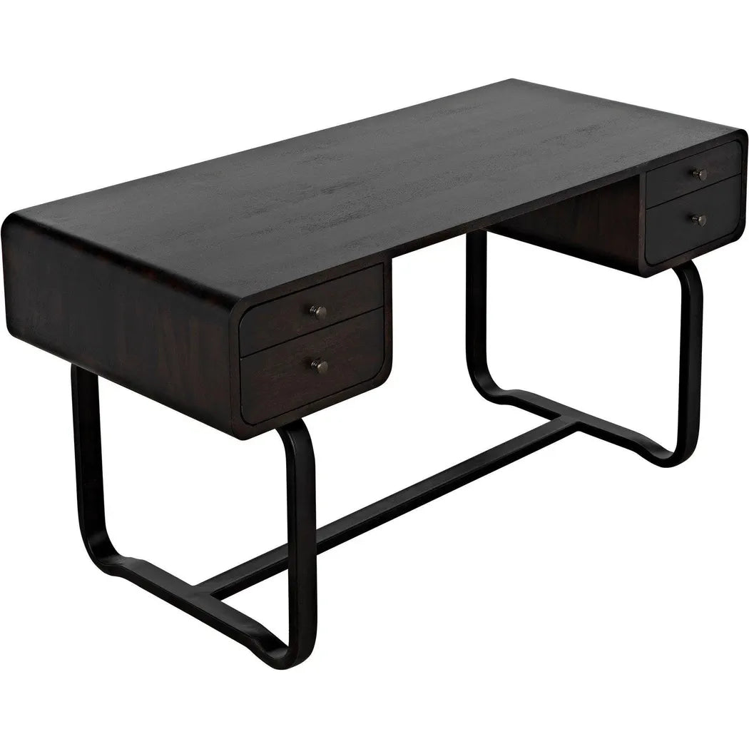 Voltes Desk, Ebony Walnut with Black Steel