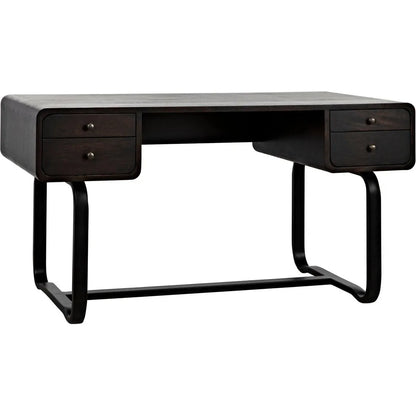 Voltes Desk, Ebony Walnut with Black Steel