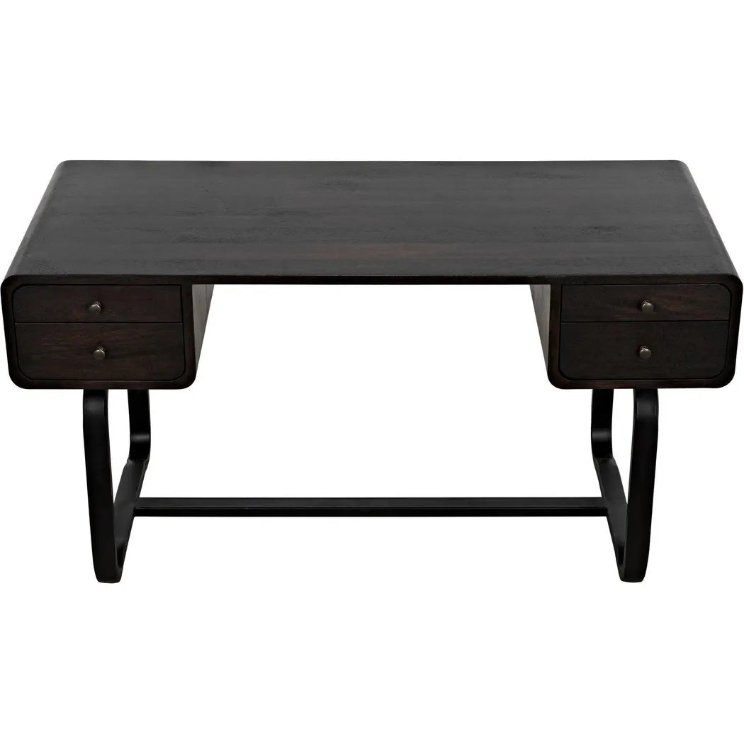 Voltes Desk, Ebony Walnut with Black Steel