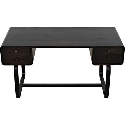 Voltes Desk, Ebony Walnut with Black Steel
