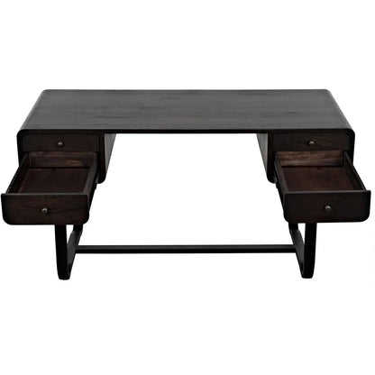 Voltes Desk, Ebony Walnut with Black Steel