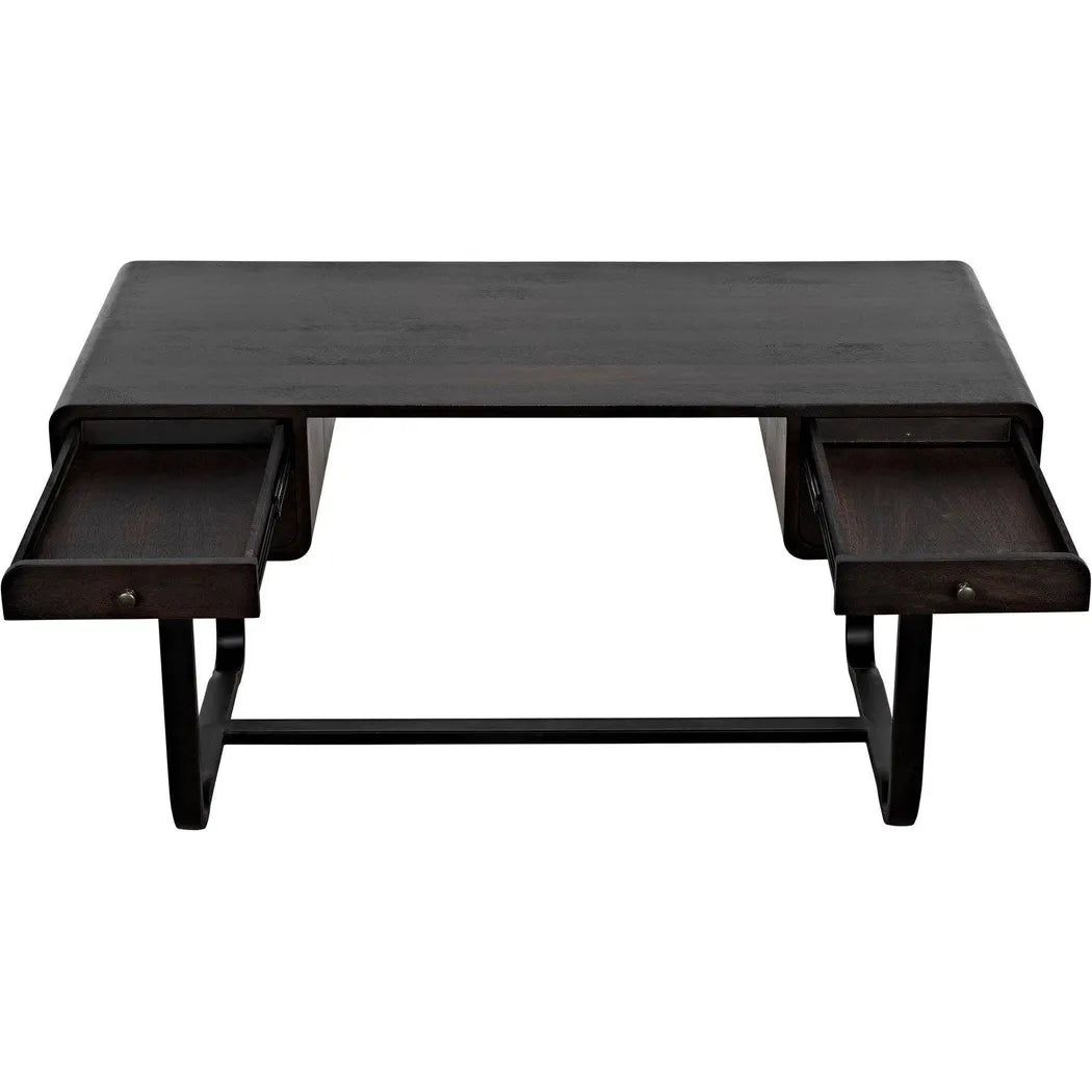 Voltes Desk, Ebony Walnut with Black Steel