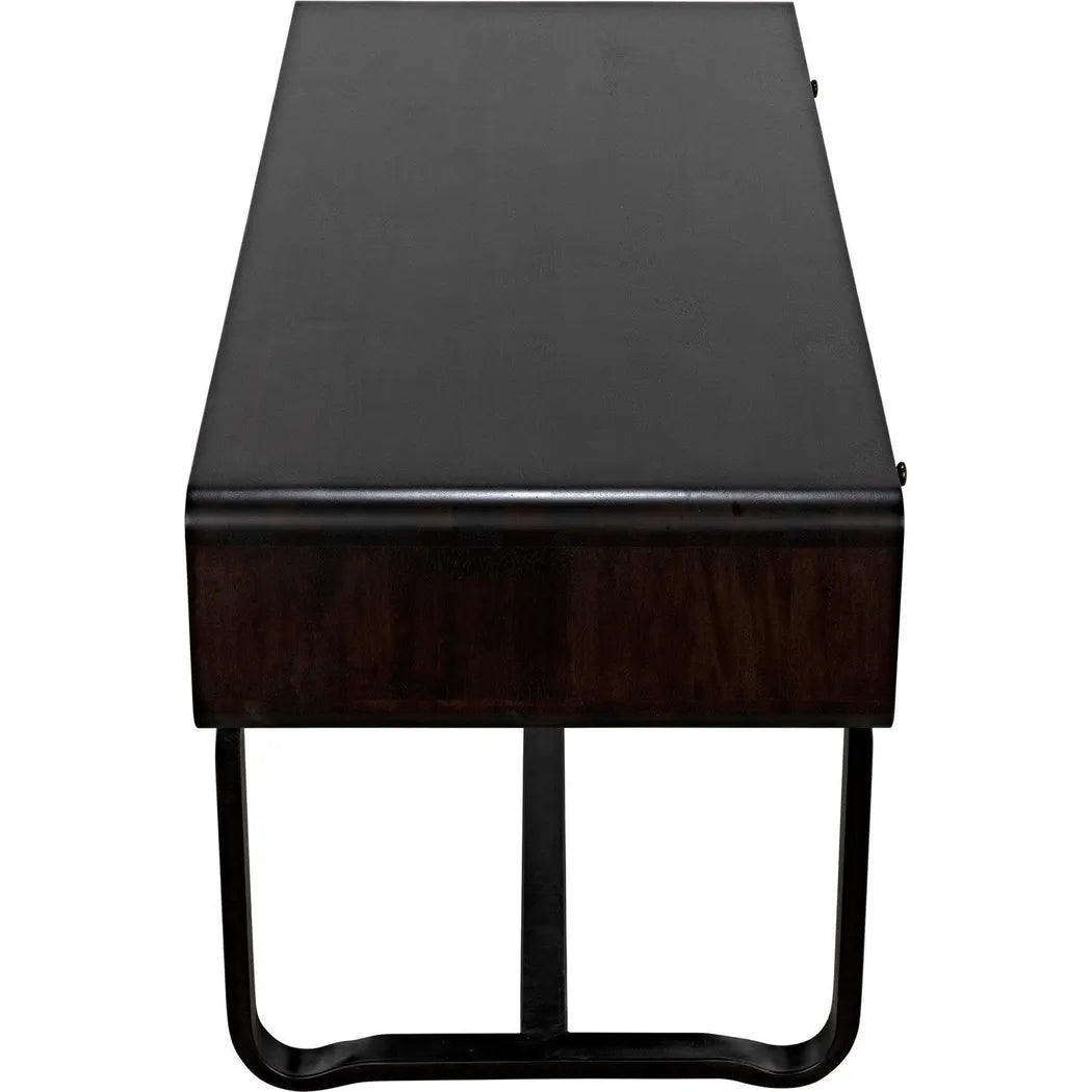 Voltes Desk, Ebony Walnut with Black Steel
