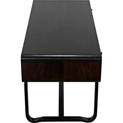 Voltes Desk, Ebony Walnut with Black Steel