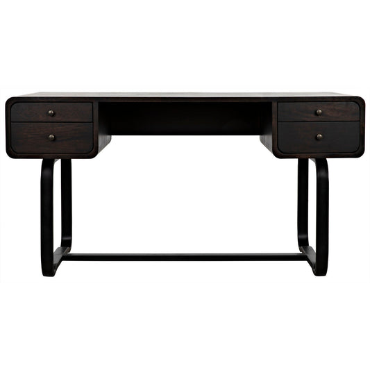 Voltes Desk, Ebony Walnut with Black Steel-Home Office Desks-Noir-Sideboards and Things