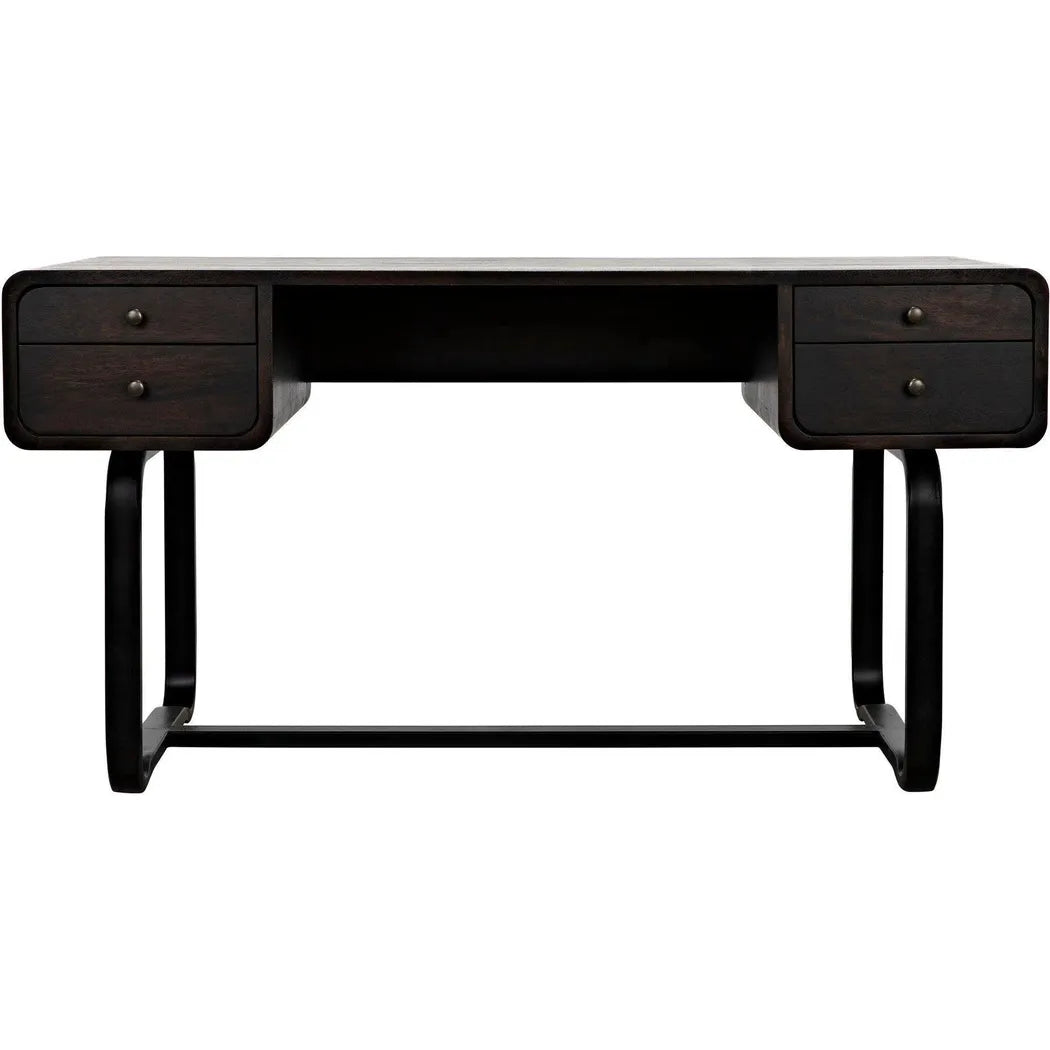 Voltes Desk, Ebony Walnut with Black Steel