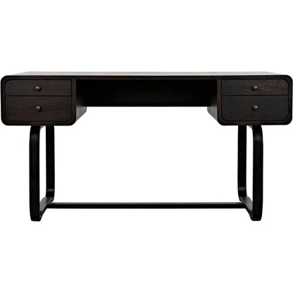 Voltes Desk, Ebony Walnut with Black Steel