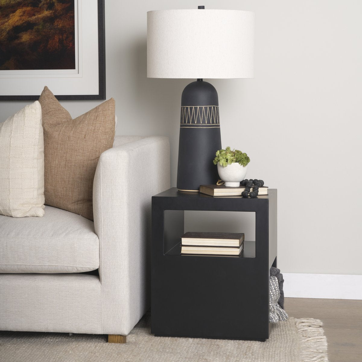 Mercana Vondra Matte Black Metal Square Side Table