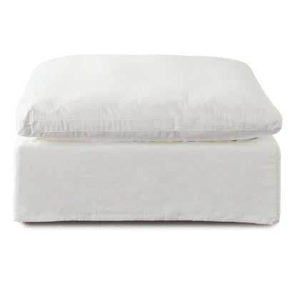 Willow Ottoman in White Linen Fabric