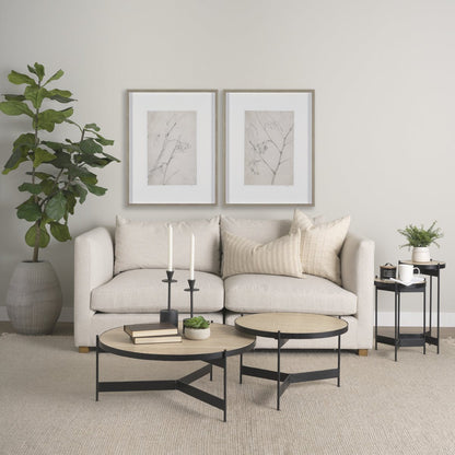 Mercana Wade Travertine Marble Top Coffee Table 2PC