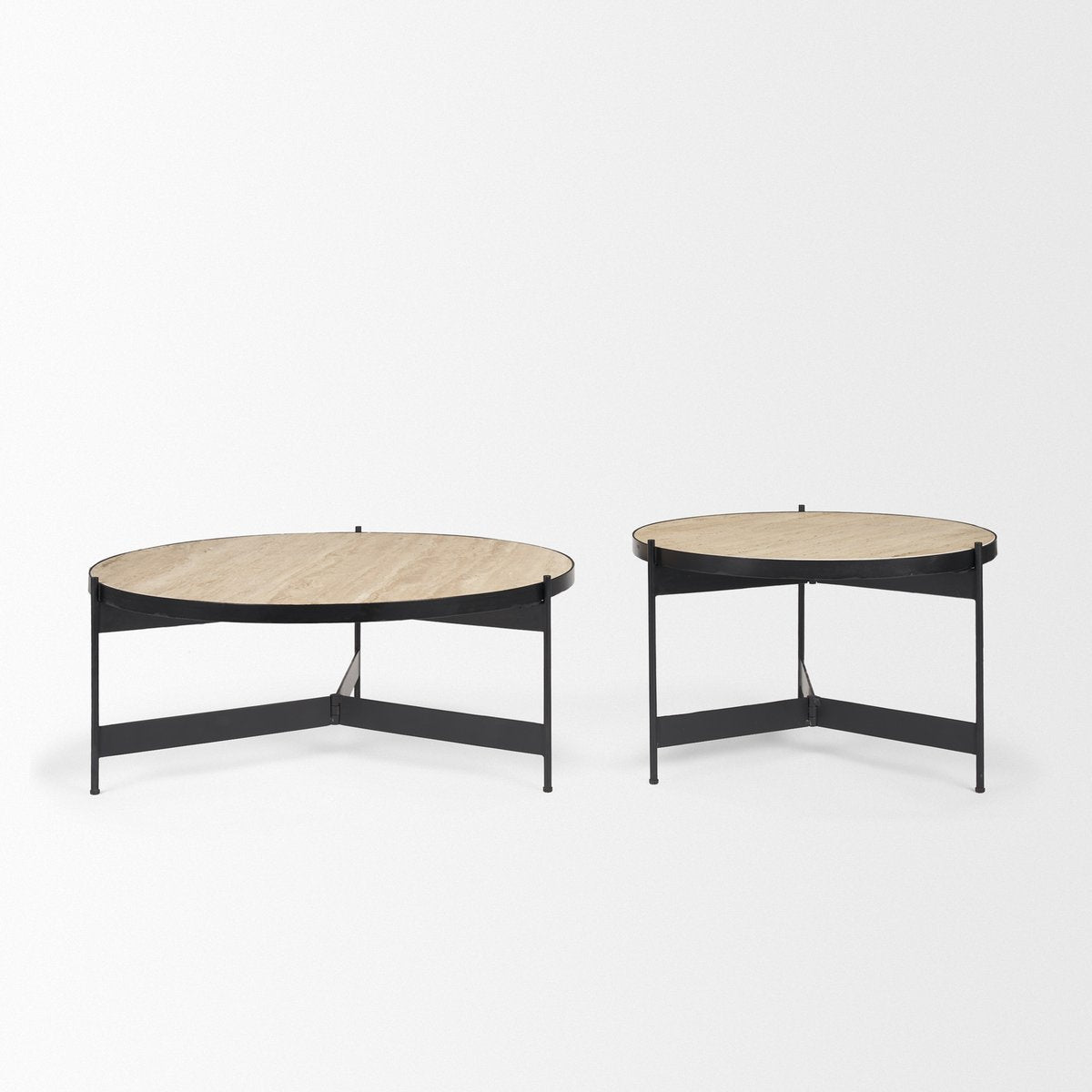 Mercana Wade Travertine Marble Top Coffee Table 2PC