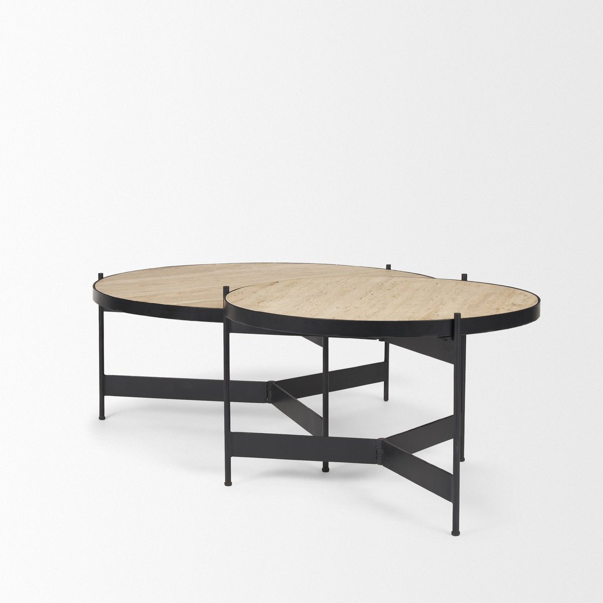 Mercana Wade Travertine Marble Top Coffee Table 2PC