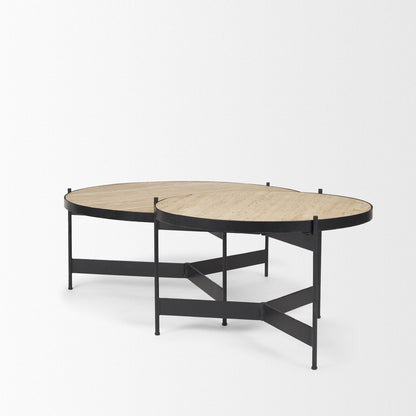 Mercana Wade Travertine Marble Top Coffee Table 2PC