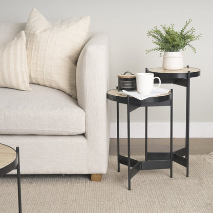 Mercana Wade Travertine Marble Top End Table 2PC
