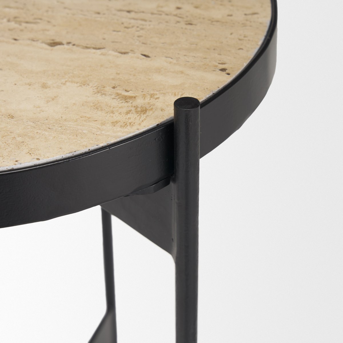 Mercana Wade Travertine Marble Top End Table 2PC