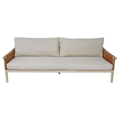 Wade Wood Framed Leather Patio Sofa
