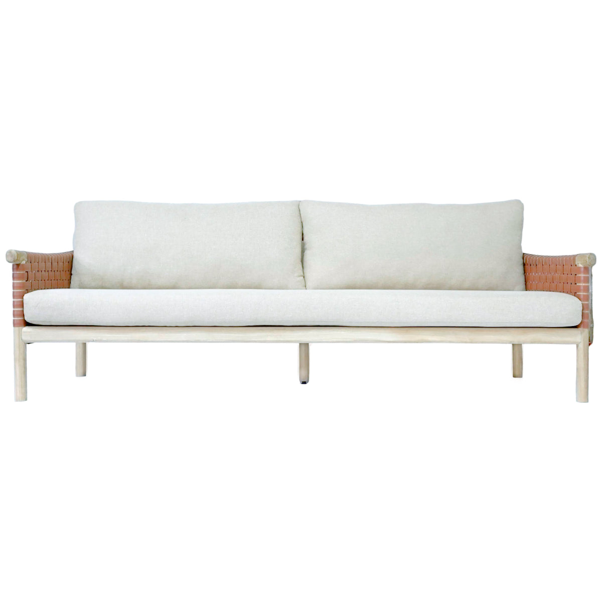 Wade Wood Framed Leather Patio Sofa