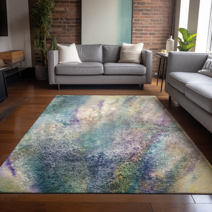 Addison Rugs Watercolors Blue Washable Indoor-Outdoor Rug