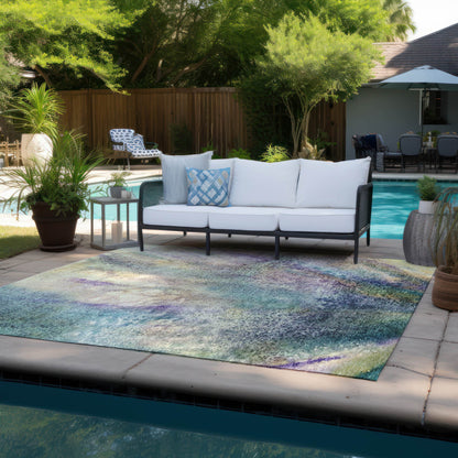 Addison Rugs Watercolors Blue Washable Indoor-Outdoor Rug