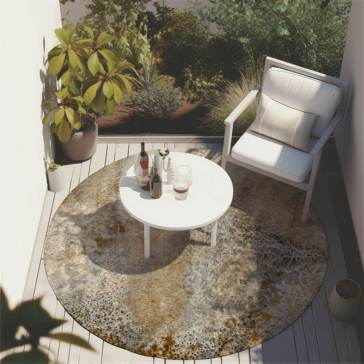 Addison Rugs Watercolors Brown Washable Indoor-Outdoor Rug