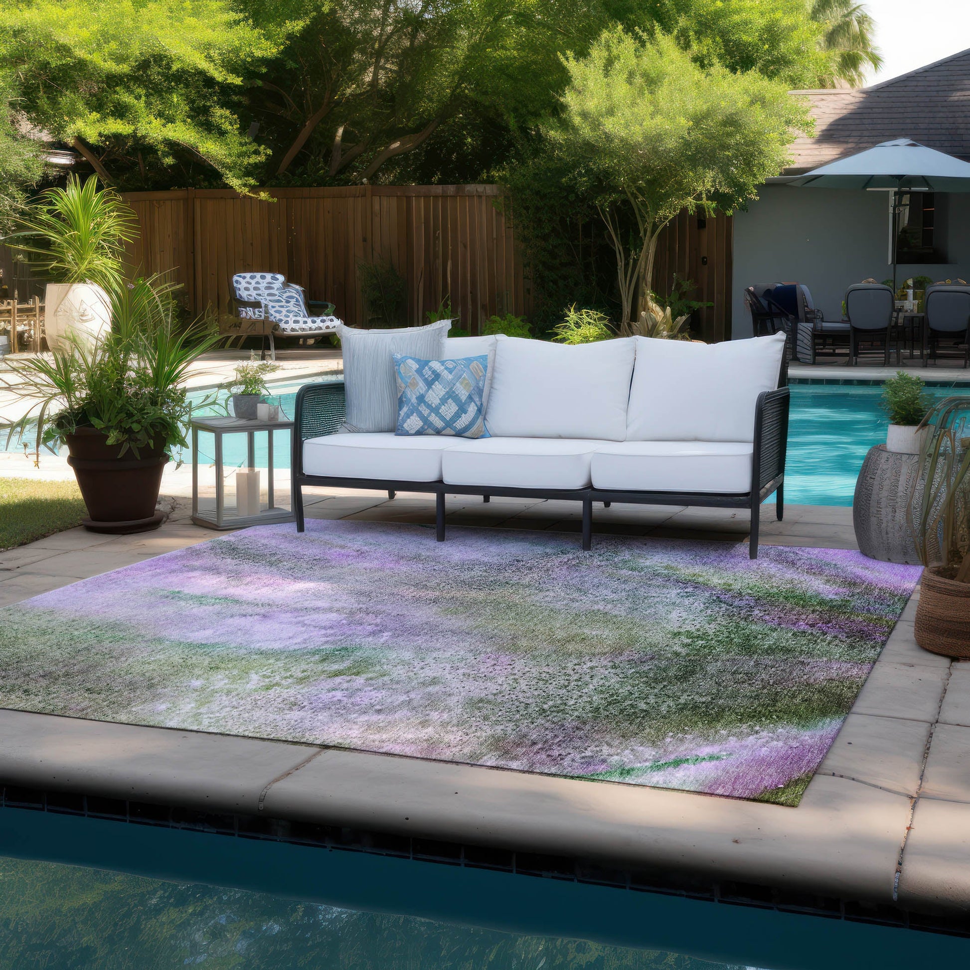 Addison Rugs Watercolors Purple Washable Indoor-Outdoor Rug