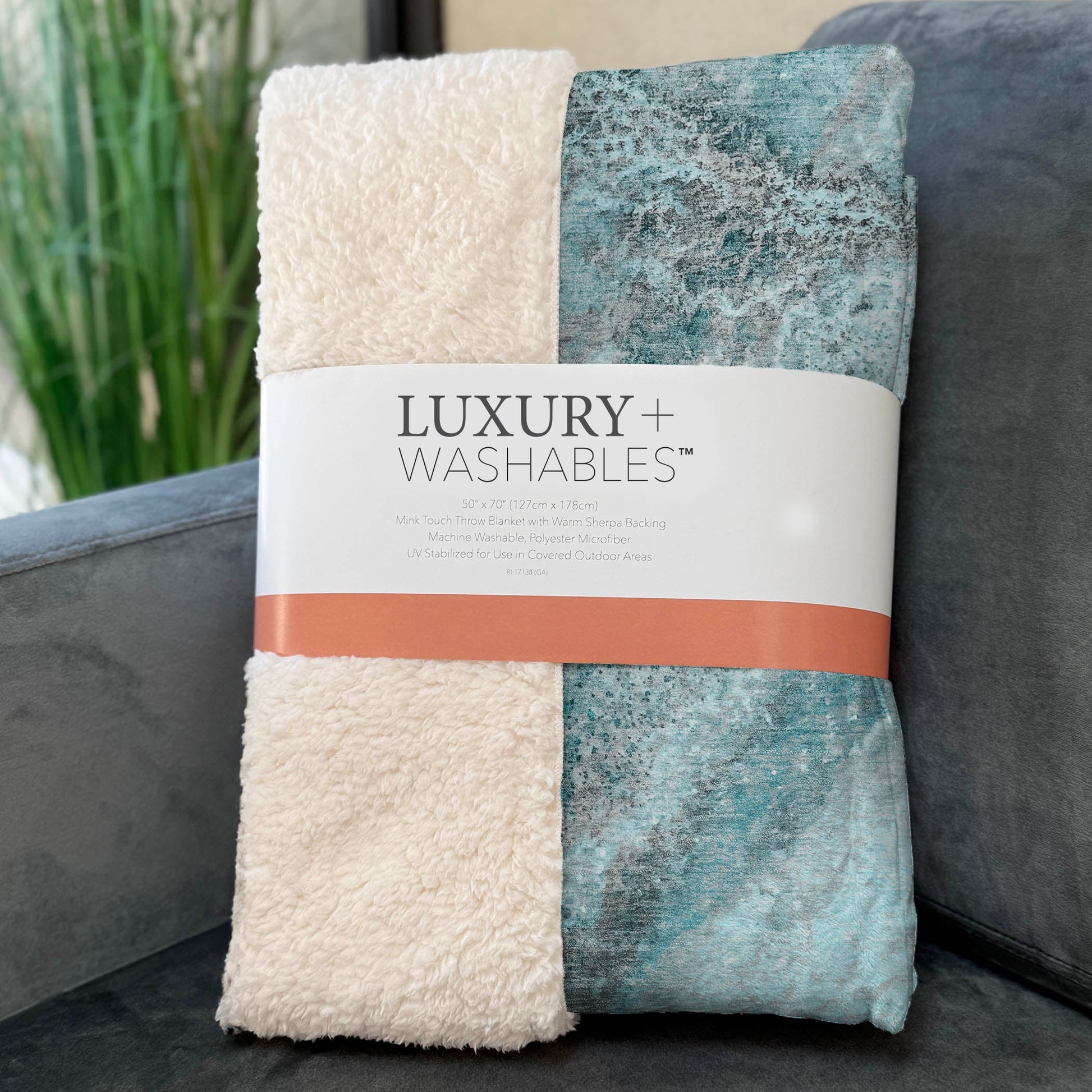 Addison Rugs Watercolors Teal Washable Indoor-Outdoor Rug