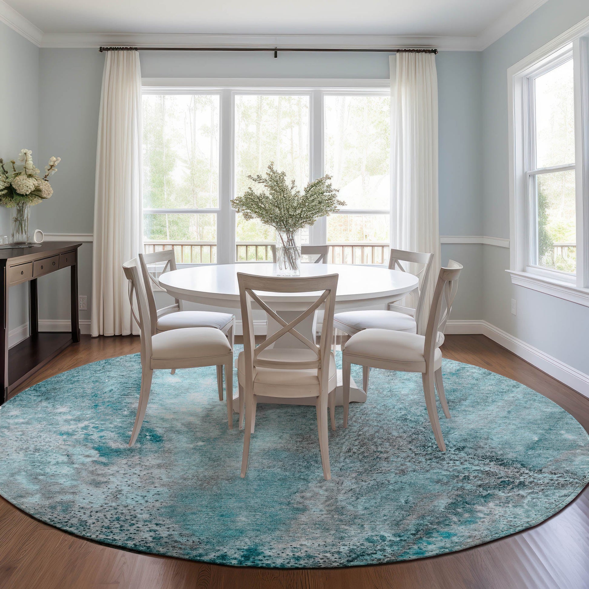 Addison Rugs Watercolors Teal Washable Indoor-Outdoor Rug