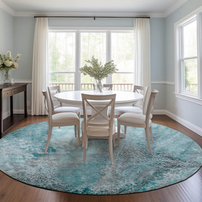 Addison Rugs Watercolors Teal Washable Indoor-Outdoor Rug