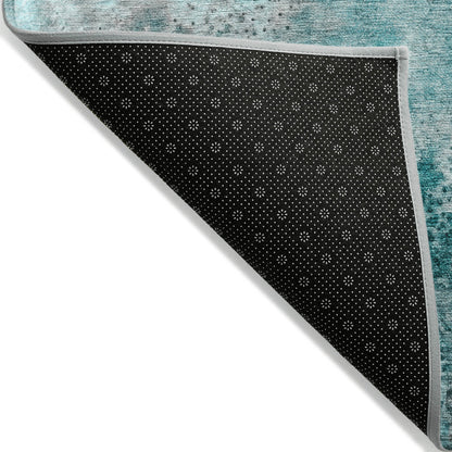 Addison Rugs Watercolors Teal Washable Indoor-Outdoor Rug