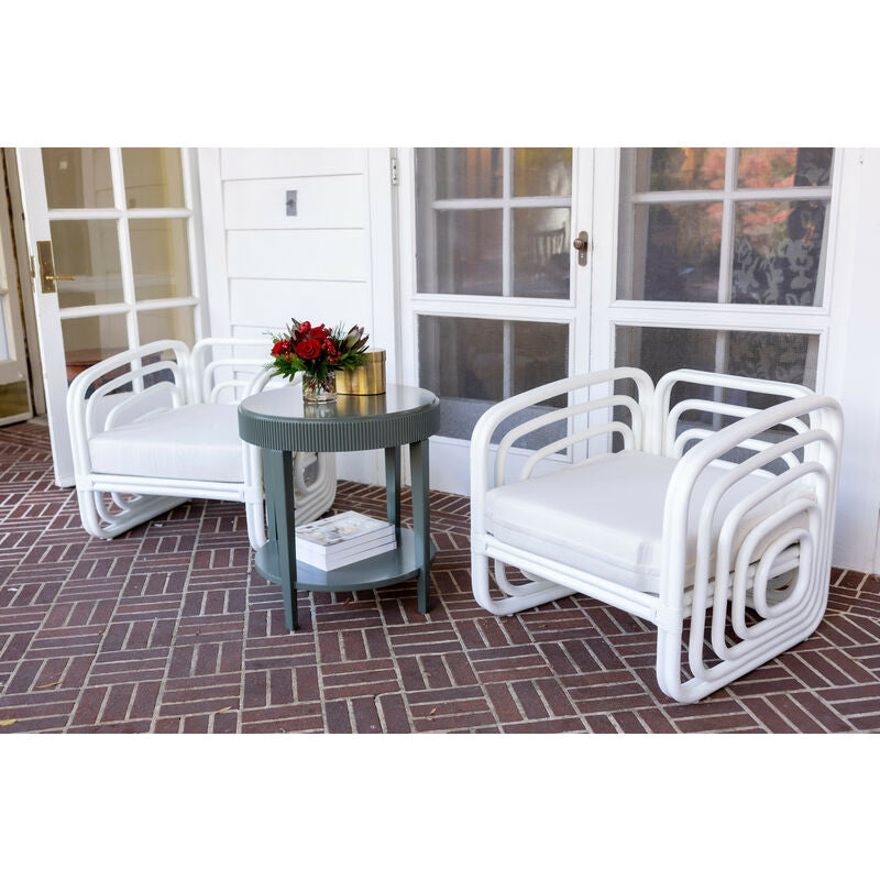 Wildwood Waterfall Rattan Frame White Tub Chair