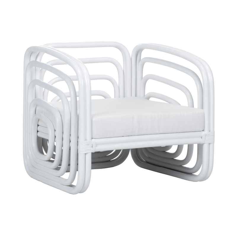 Wildwood Waterfall Rattan Frame White Tub Chair