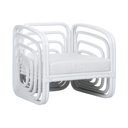 Wildwood Waterfall Rattan Frame White Tub Chair