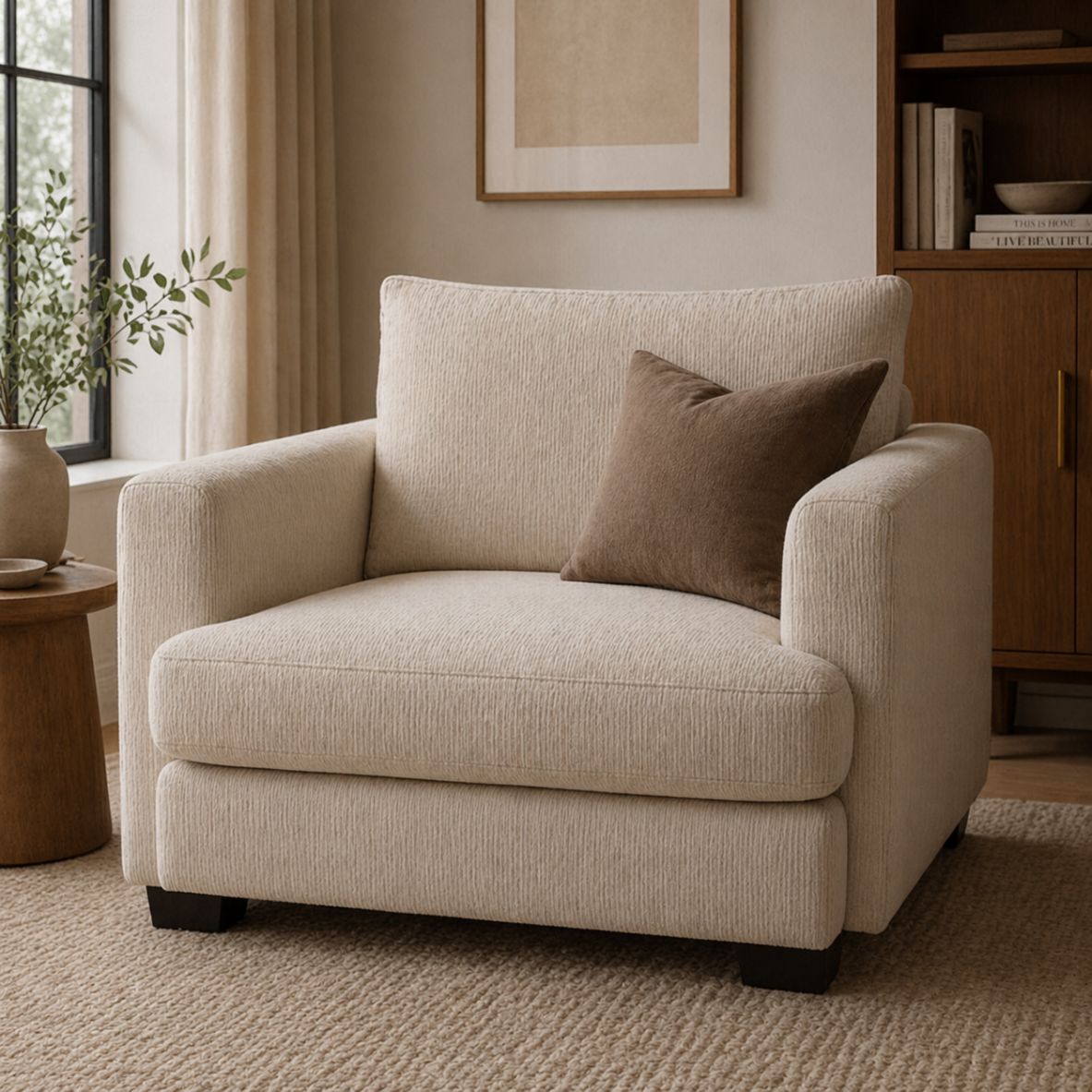 LOOMLAN Custom Upholstery Waterfall Scandinavian Minimalist Fabric Accent Chair