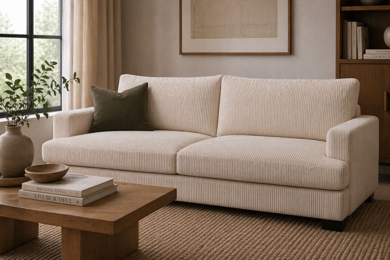 LOOMLAN Custom Upholstery Waterfall Scandinavian Minimalist Fabric Loveseat