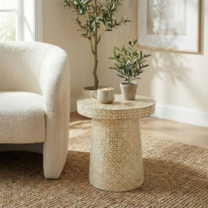 LH Home Waterlily Seashells Round Side Table