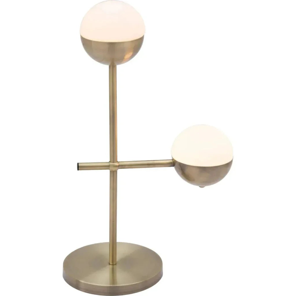 Waterloo Table Lamp White & Brushed Bronze - LOOMLAN - Zuo Modern - Table Lamps