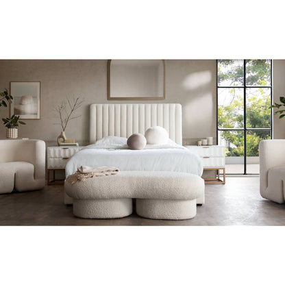 Wave Curved Accent Bench in Ivory Boucle Fabric-Bedroom Benches-Diamond Sofa-Sideboards and Things 