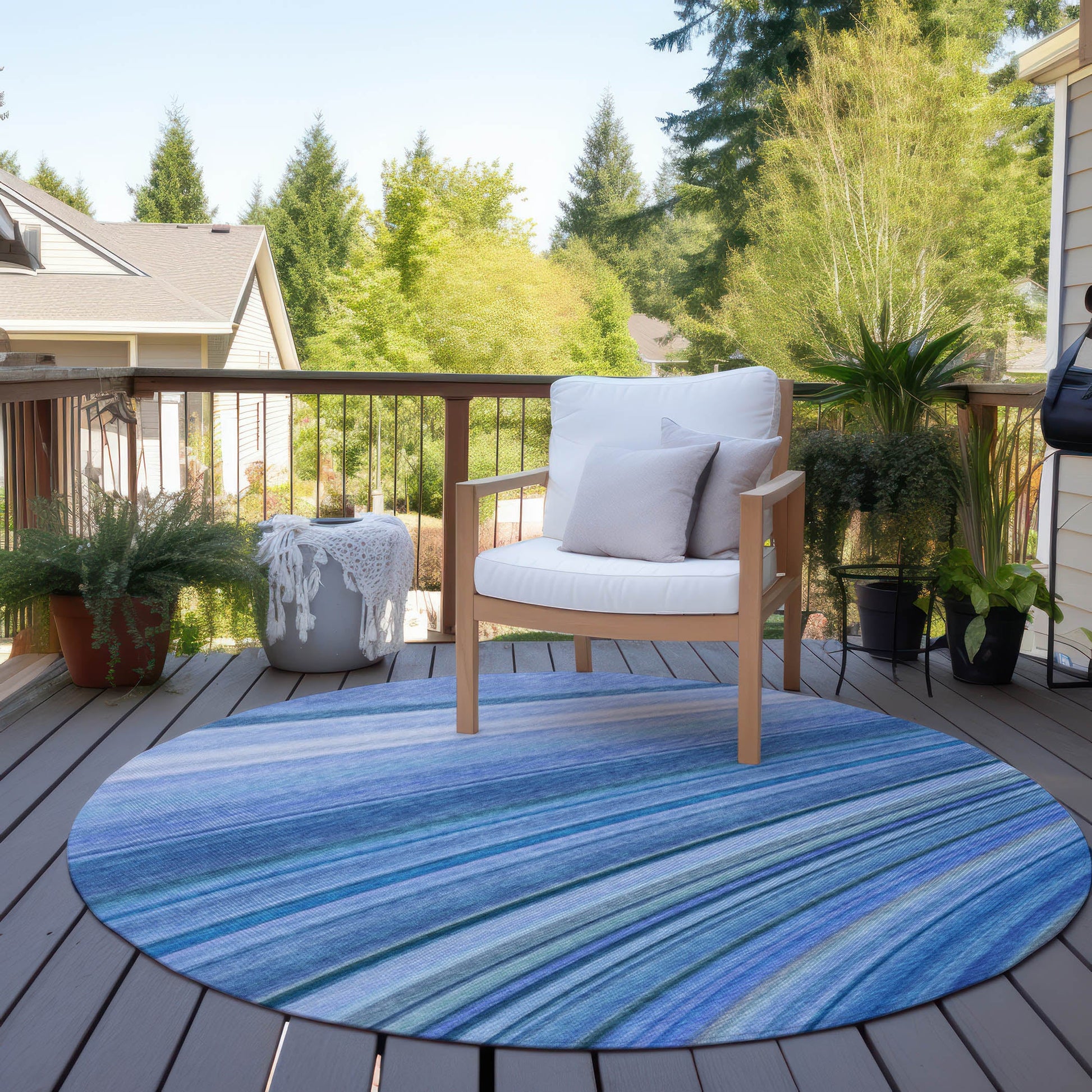 Addison Rugs Waves Blue Washable Indoor-Outdoor Rug