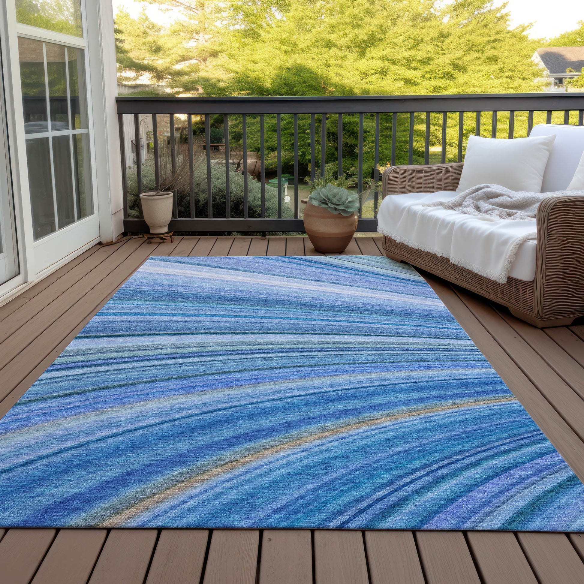 Addison Rugs Waves Blue Washable Indoor-Outdoor Rug
