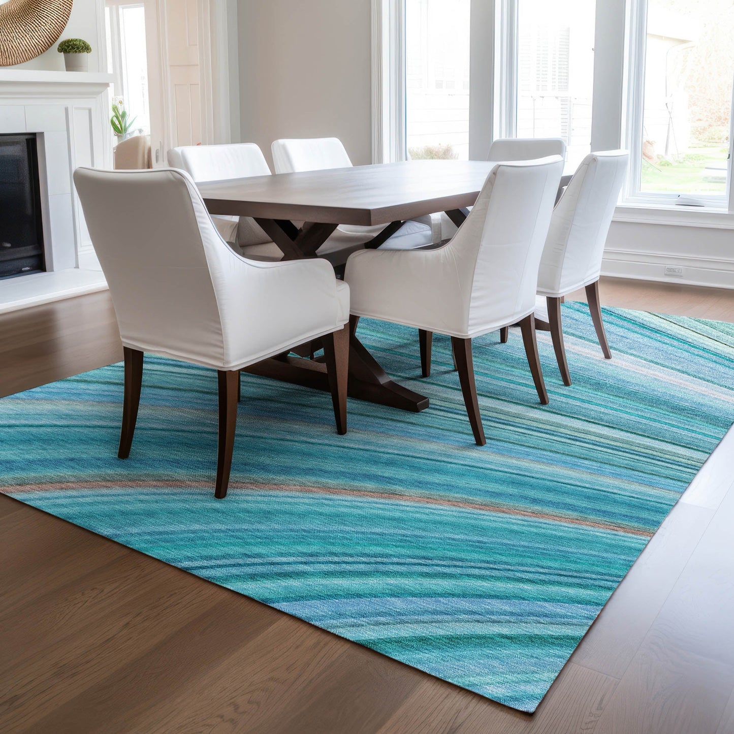 Addison Rugs Waves Teal Washable Indoor-Outdoor Rug