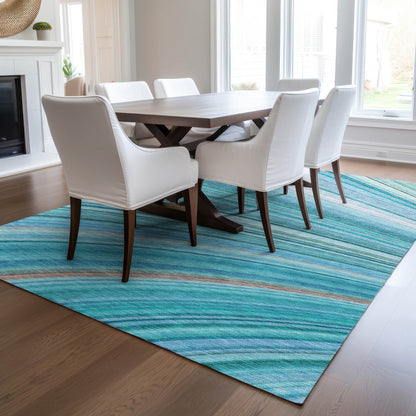 Addison Rugs Waves Teal Washable Indoor-Outdoor Rug
